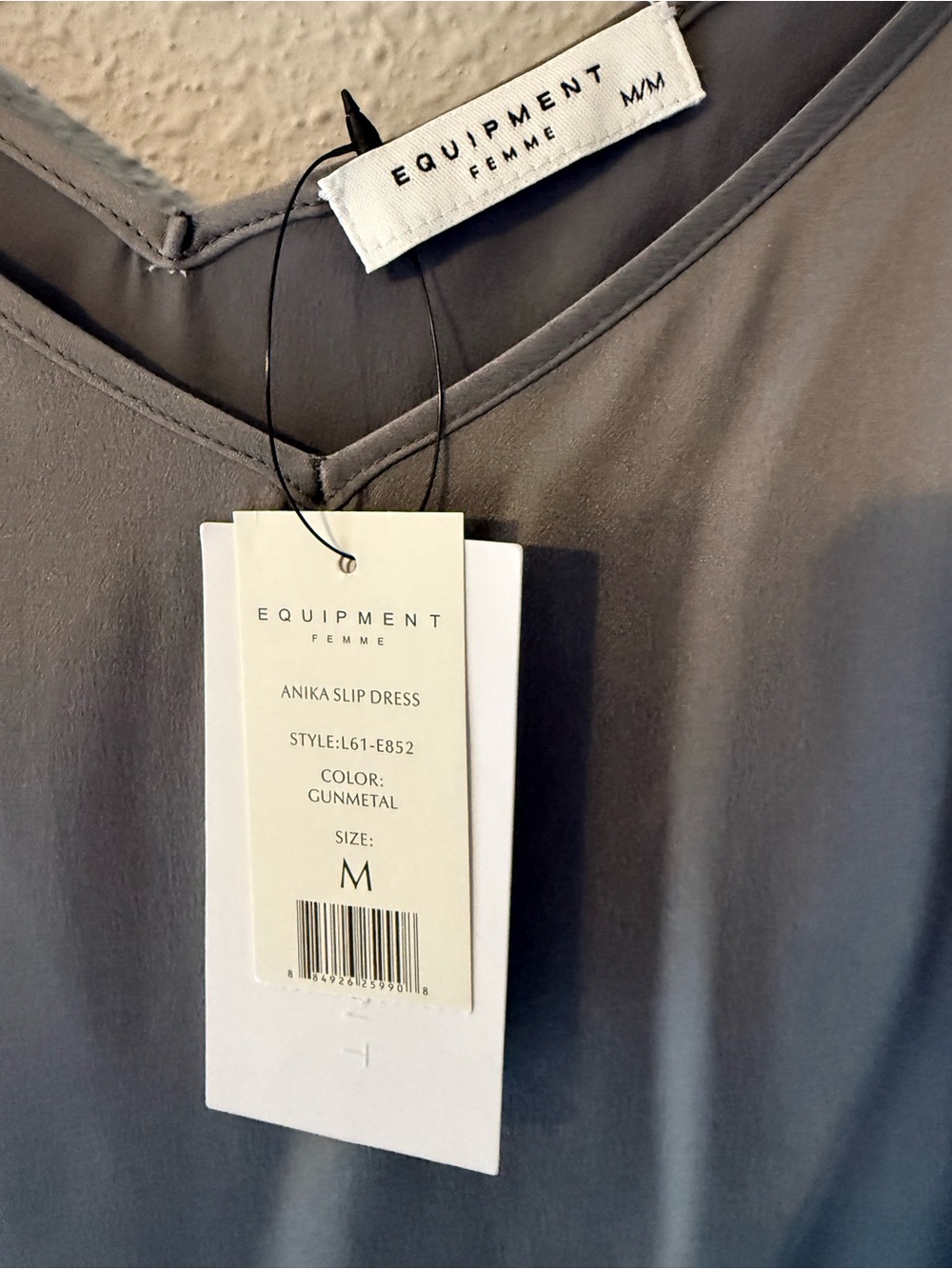 NWT Equipment Femme Anika Slip Dress "Gunmetal" - Picture 7 of 10